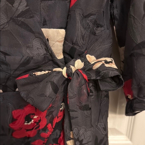 Torrid Red and Pink Wrap Sundress with Bishop Sleeves - Picture 5 of 13